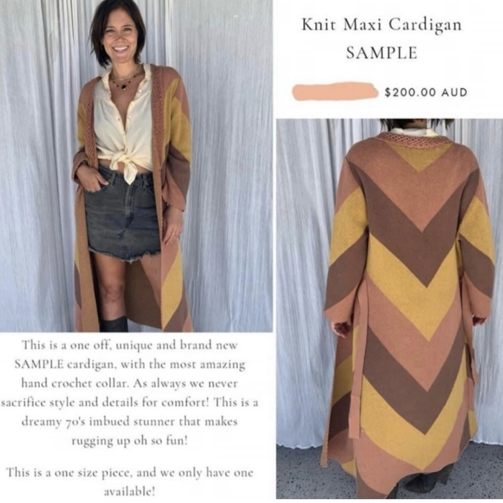 Chasing Unicorns Sample Chevron Knit Maxi Cardigan One Size